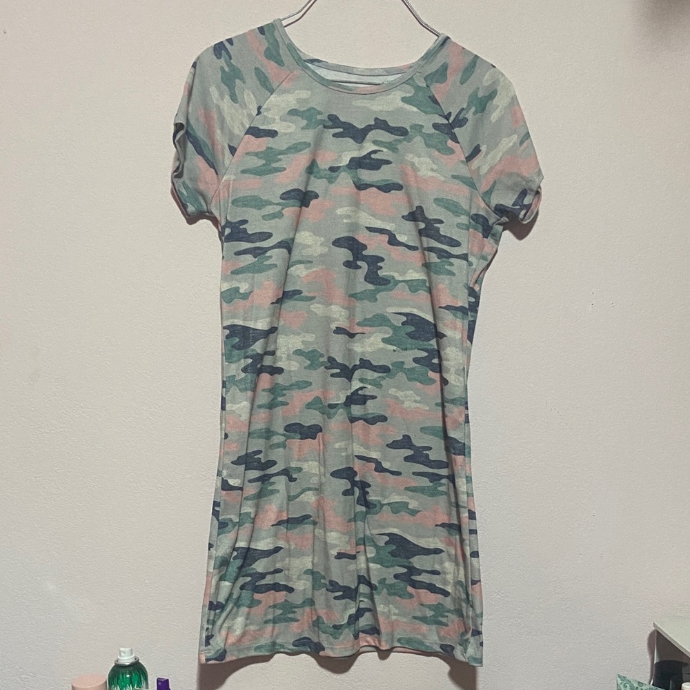 Wonder Nation Camouflage Dress with Pink and Green